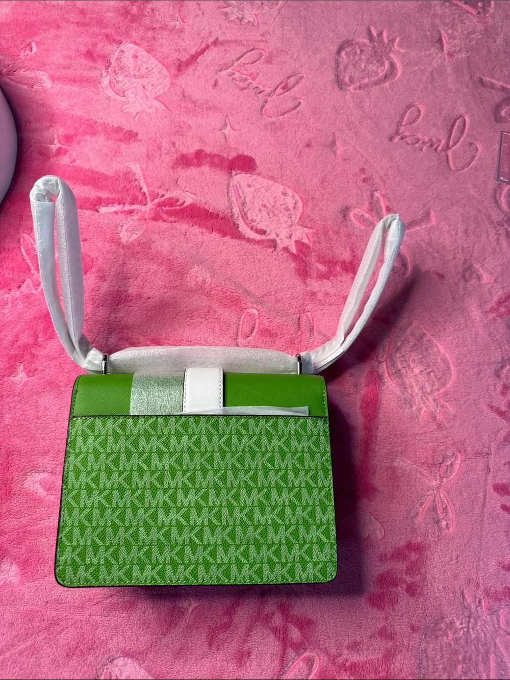 Michael Kors Greenwich Small Flap Crossbody Jungle Green NWT Silver Hardware
